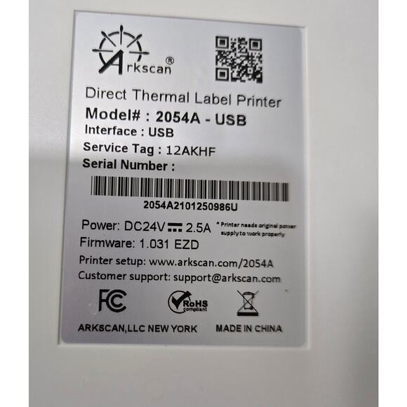 Arkscan Direct Thermal Label Printer Model # 2054A - USB - Picture 4 of 5